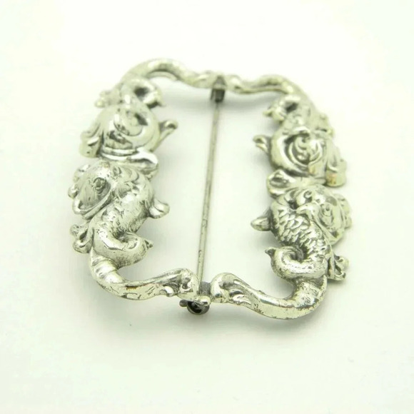 Silver Tone Art Nouveau Style Koi Fish Repousse - Picture 4 of 5